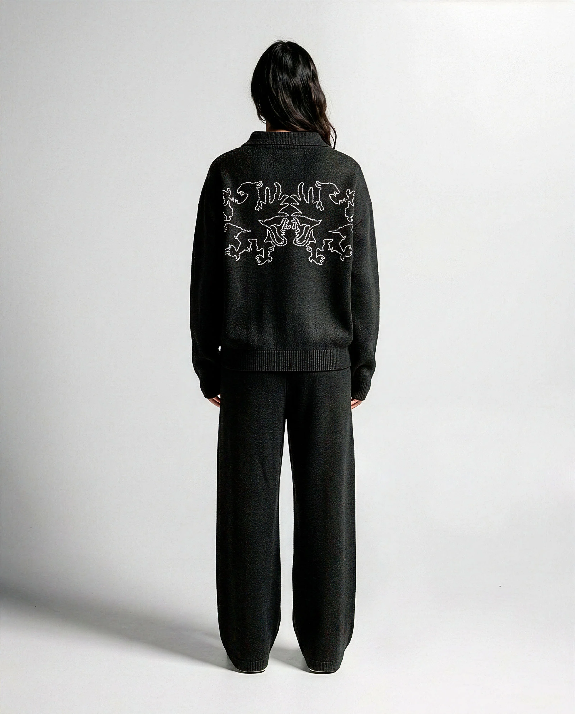 Knit Pant Negro Con Blanco - Unisex - Image 5