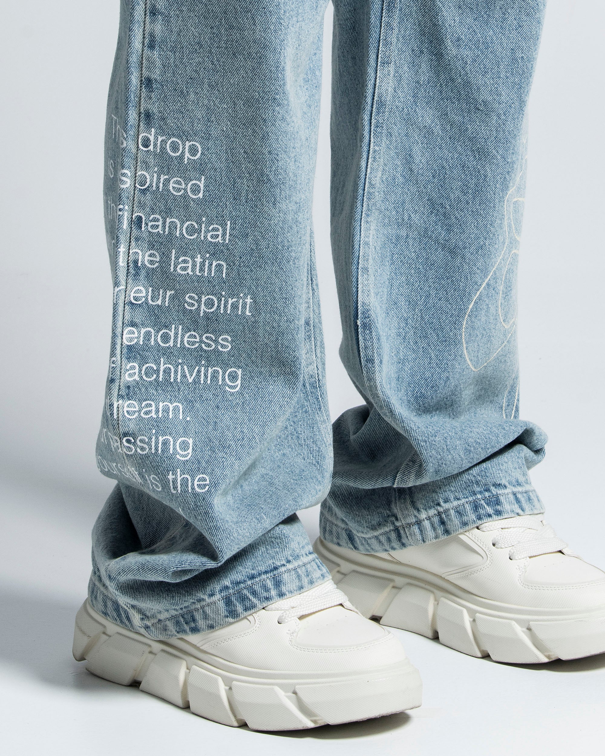 Printed Denim Pant Azul Claro - Image 12