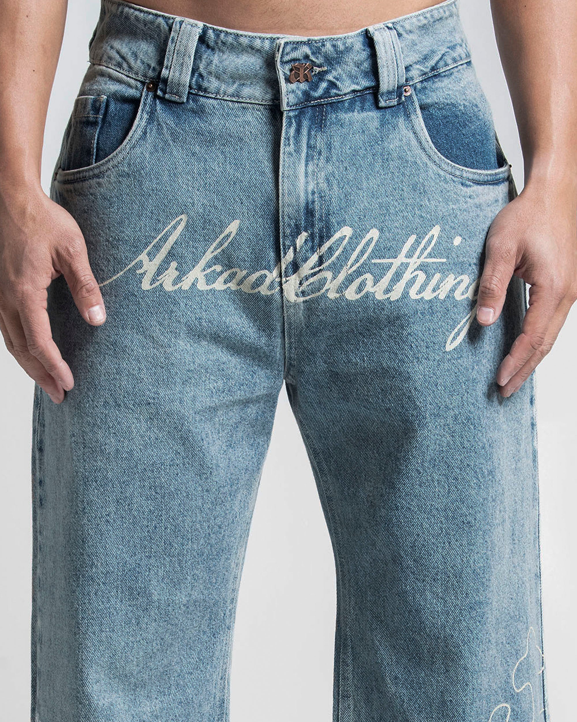 Printed Denim Pant Azul Claro - Image 5