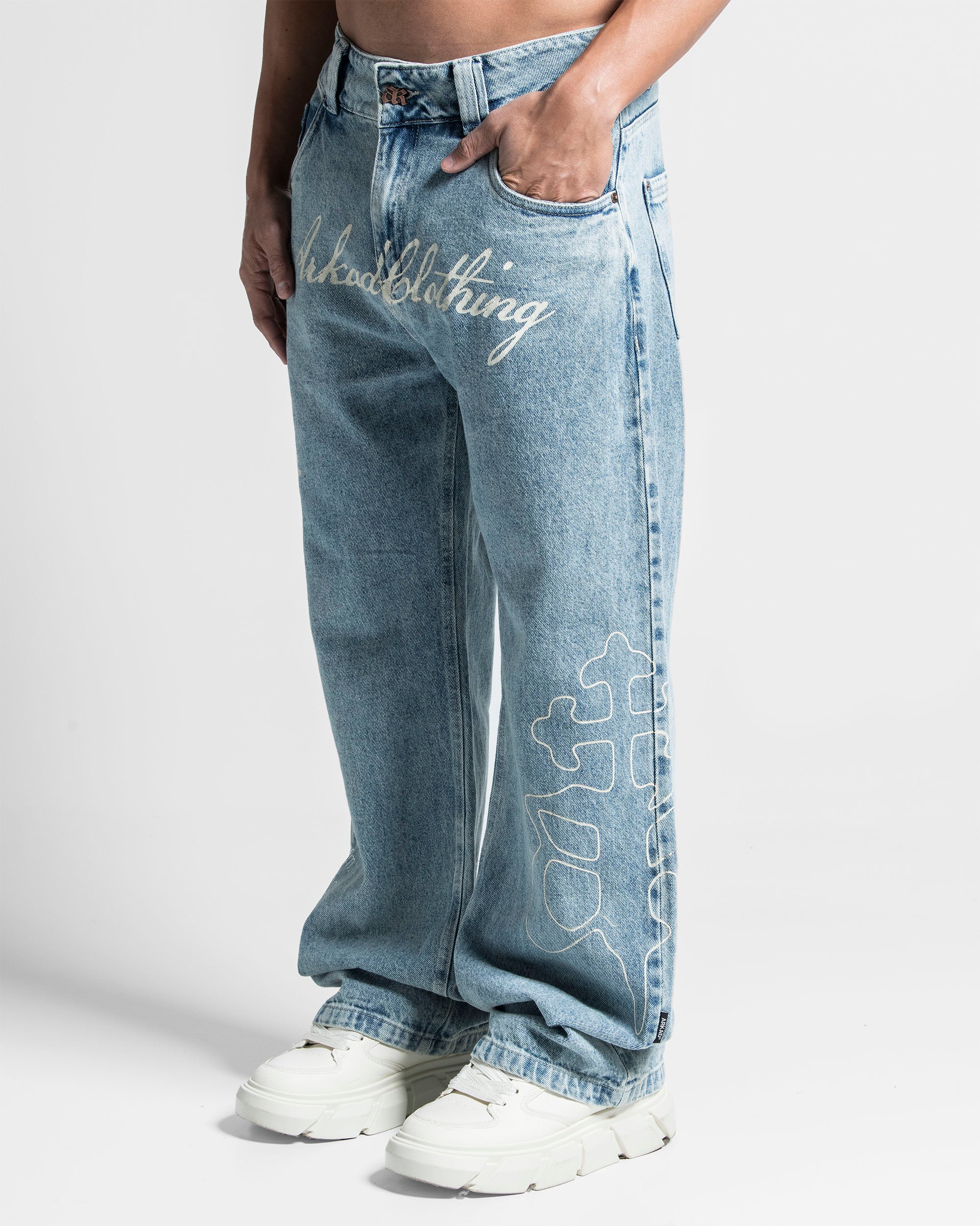 Printed Denim Pant Azul Claro - Image 6
