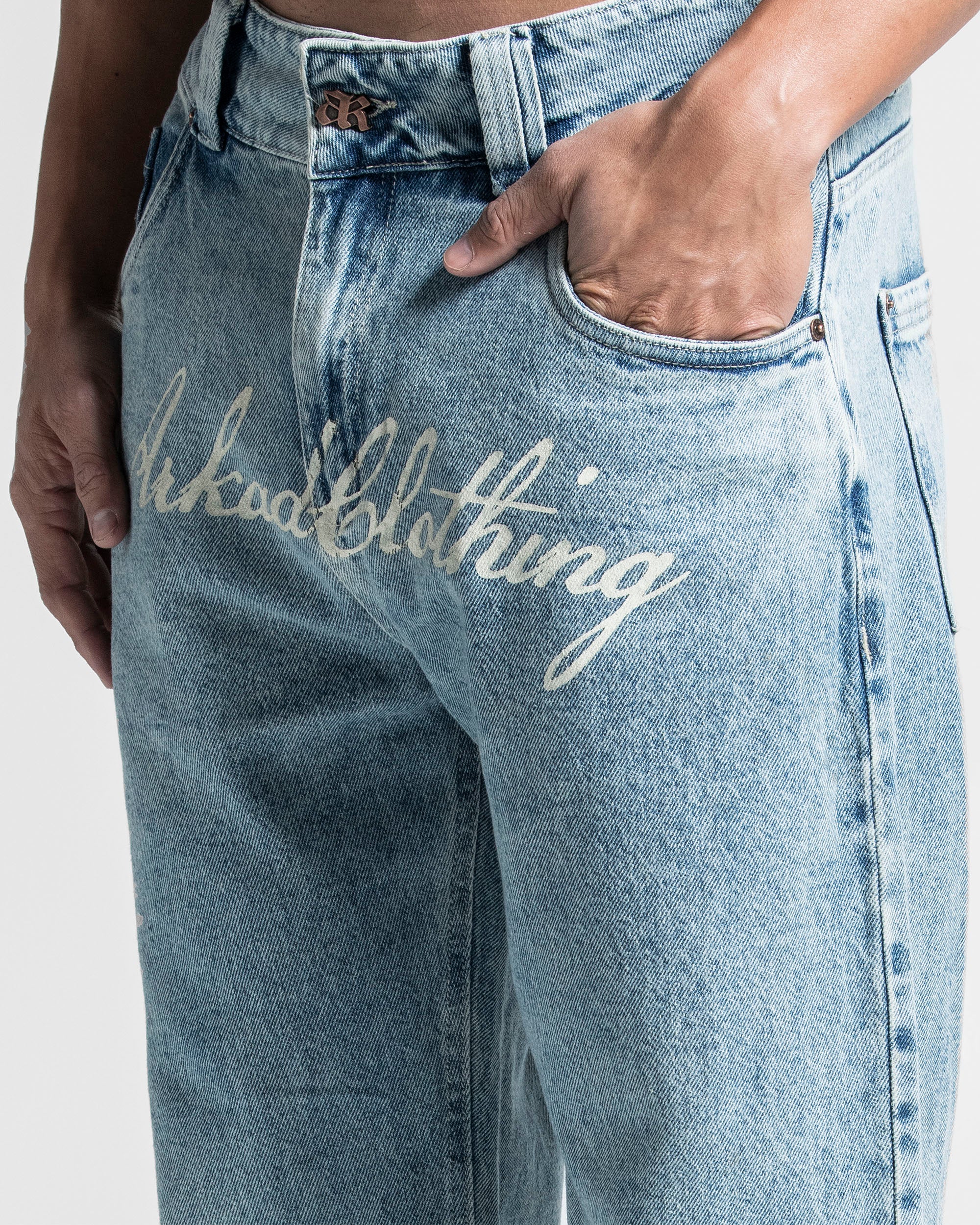 Printed Denim Pant Azul Claro - Image 7
