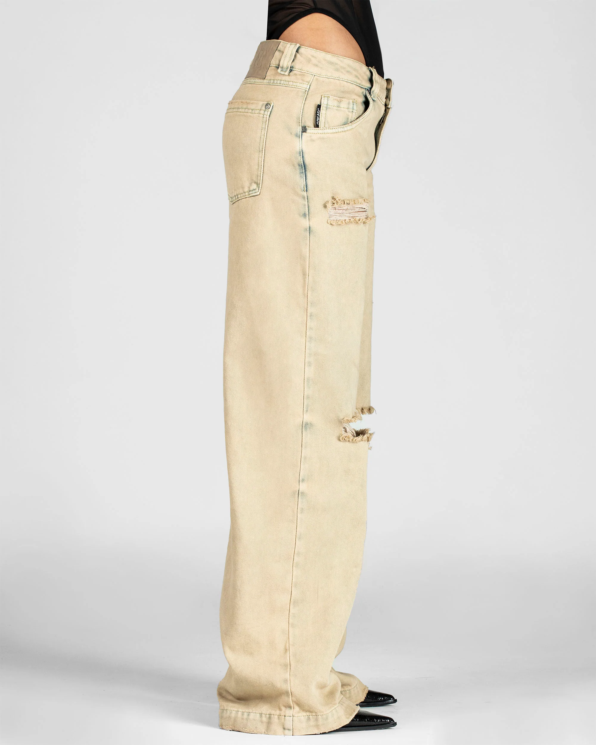 Washed Jean Caqui Destroyed Mujer - Image 3