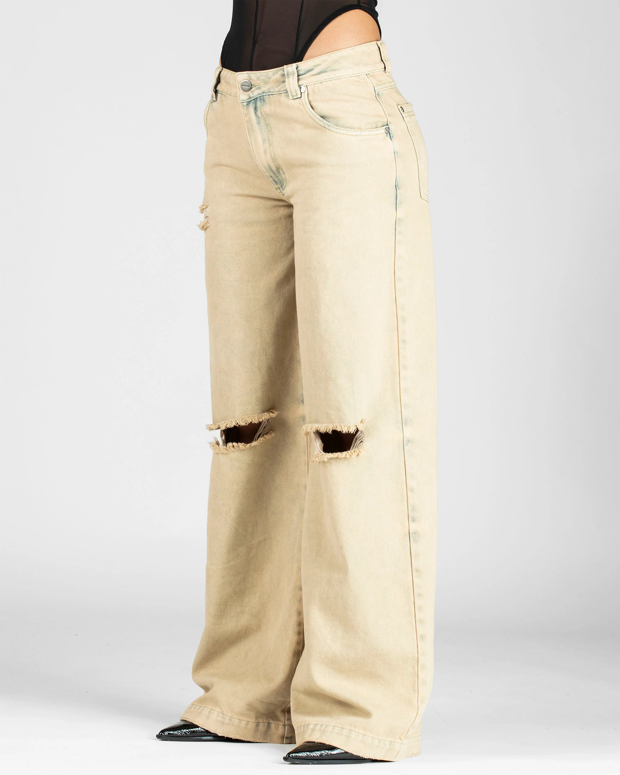 Washed Jean Caqui Destroyed Mujer - Image 5