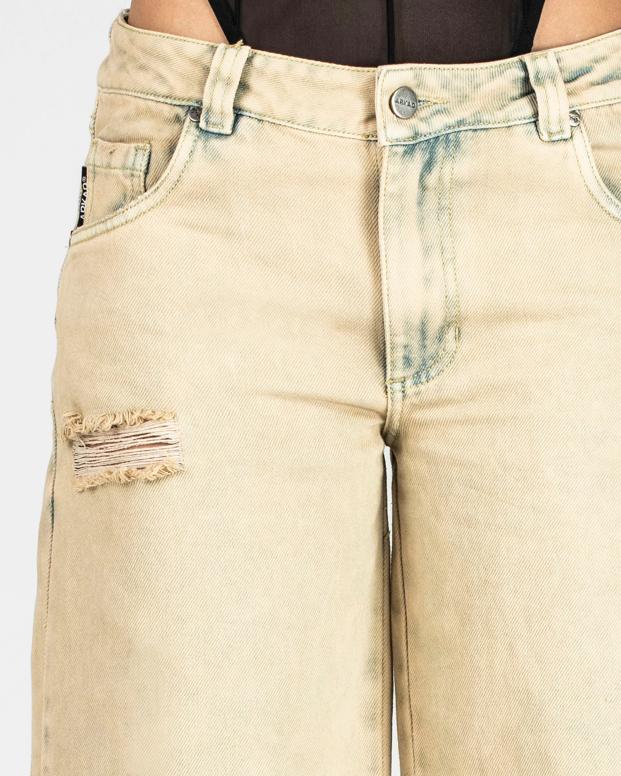 Washed Jean Caqui Destroyed Mujer - Image 9